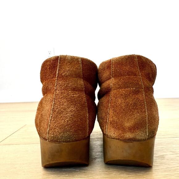 Vintage Brown Suede Hiking Boot red lining gum sole Wedge Lace Up Women 9 - Picture 4 of 10
